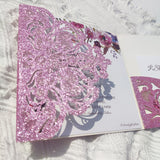 Glamorous invitation, pink purple laser cut pocket invitation  CIA077