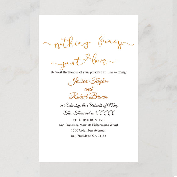 Nothing Fancy Just Love Wedding Invitation CIA030