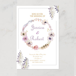 Rustic Purple Flowers Wedding Invitation CIA015
