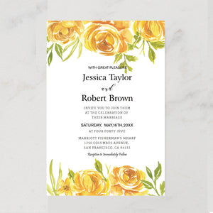 Rustic Yellow Floral Wedding Invitation CIA021