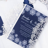 Silver Glittery Laser Cut Wedding Invite with Snowflake Insert CILA024
