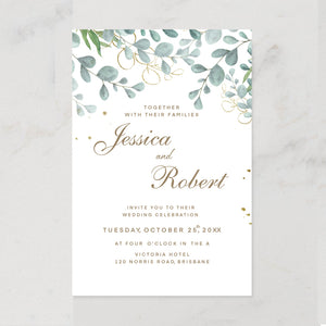 Simple Green Leaves Wedding Invitation CIA026