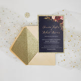Navy Blue Burgundy Blush Pink Country Wedding Invitation CIA013