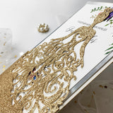 Rose Gold Glittery Laser Cut Wedding Invite with Floral Insert CILA028
