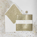 Champagne Gold Glittery Laser Cut Wedding Invite with Belly Band CILA016
