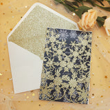 Champagne Gold Glittery Laser Cut Wedding Invite with Snowflake Insert CILA024