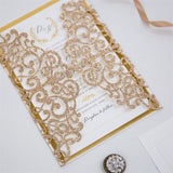 Luxury Rose Gold Glittery Laser Cut Wedding Invite with Classic Insert CILA050