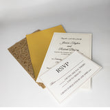 Luxury Rose Gold Glittery Laser Cut Pocket Wedding Invite CILA023
