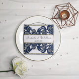 Navy Blue Laser Cut Invite with Rose Gold Glittery Invitations CILA056