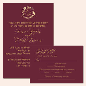Simple Classic Burgundy Wedding Invite CIA005 