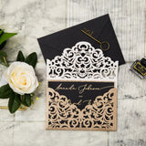 Stunning Rose Gold Glittery Laser Cut Wedding Invite with Classic Black Insert CILA054