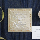 Luxury Champagne Gold Glittery Laser Cut  Wedding Invite with Belly Band CILA055