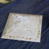 Luxury Champagne Gold Glittery Laser Cut  Wedding Invite with Belly Band CILA055